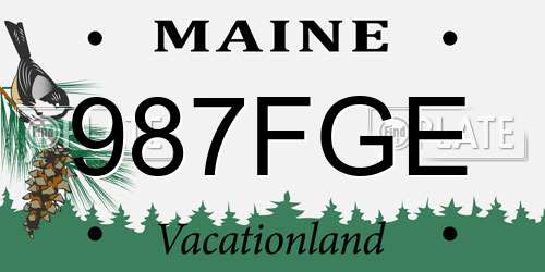 987FGE Maine License Plate