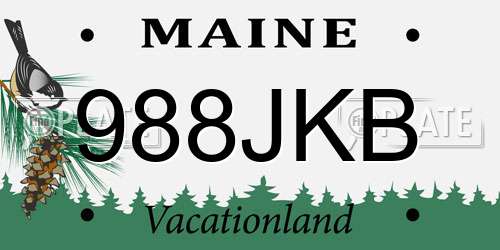 988JKB Maine License Plate