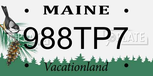 988TP7 Maine License Plate