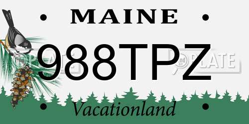 988TPZ Maine License Plate