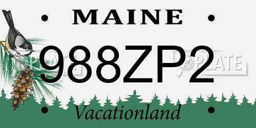 988ZP2 Maine License Plate