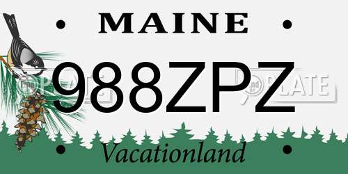 988ZPZ Maine License Plate