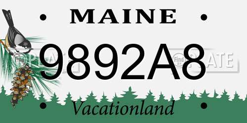9892A8 Maine License Plate