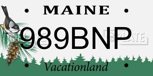 989BNP Maine License Plate