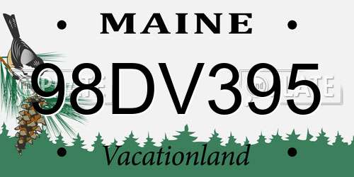98DV395 Maine License Plate