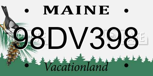 98DV398 Maine License Plate