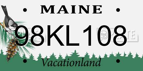 98KL108 Maine License Plate