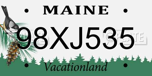 98XJ535 Maine License Plate