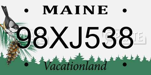 98XJ538 Maine License Plate