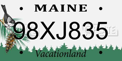 98XJ835 Maine License Plate