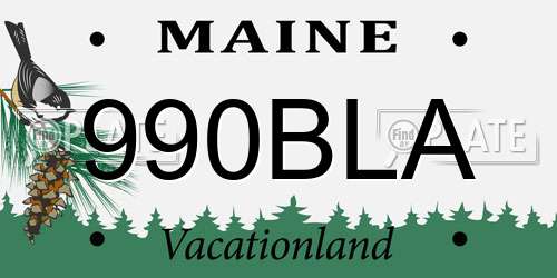 990BLA Maine License Plate