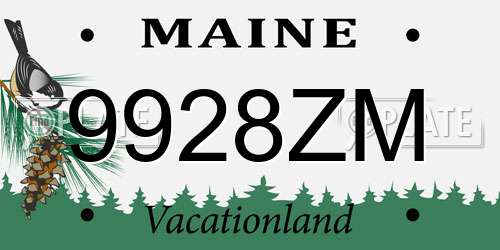 9928ZM Maine License Plate