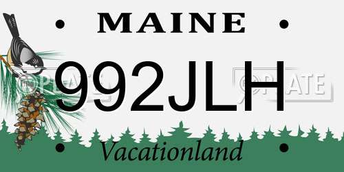 992JLH Maine License Plate