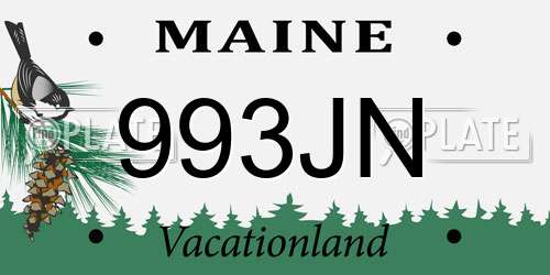 993JN Maine License Plate