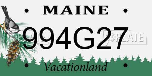 994G27 Maine License Plate
