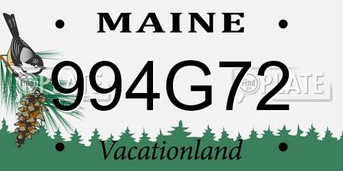 994G72 Maine License Plate