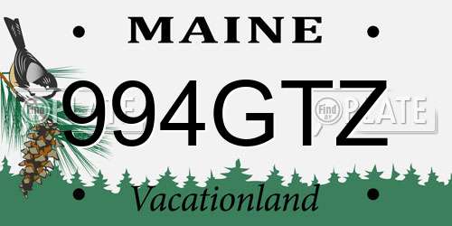 994GTZ Maine License Plate