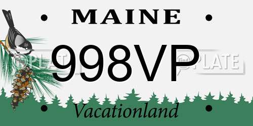 998VP Maine License Plate