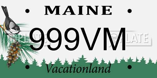 999VM Maine License Plate