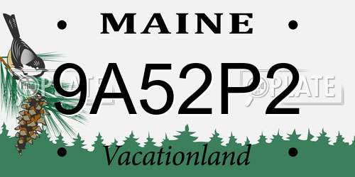 9A52P2 Maine License Plate
