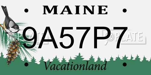 9A57P7 Maine License Plate