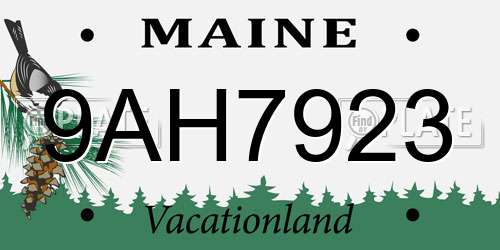 9AH7923 Maine License Plate