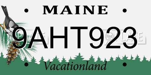 9AHT923 Maine License Plate