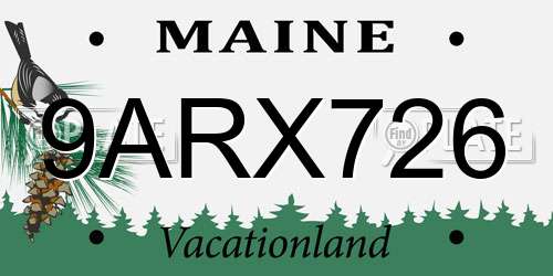 9ARX726 Maine License Plate