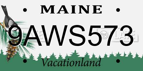 9AWS573 Maine License Plate