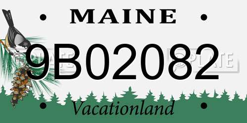 9B02082 Maine License Plate