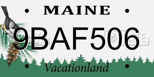 9BAF506 Maine License Plate