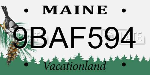 9BAF594 Maine License Plate