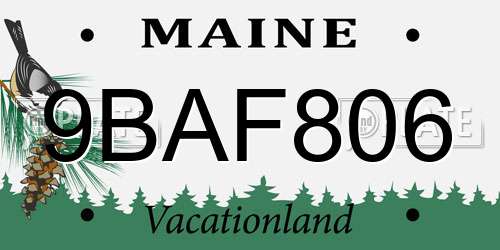9BAF806 Maine License Plate