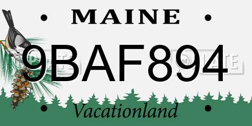 9BAF894 Maine License Plate