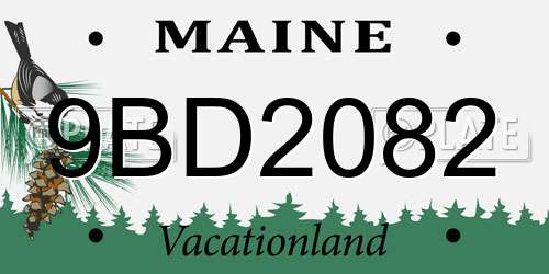 9BD2082 Maine License Plate
