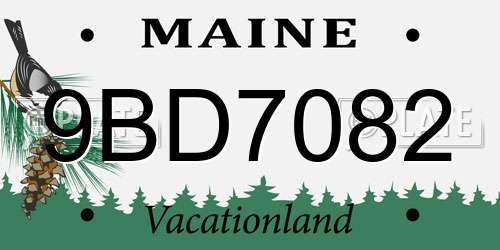 9BD7082 Maine License Plate