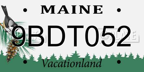 9BDT052 Maine License Plate