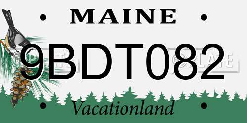 9BDT082 Maine License Plate
