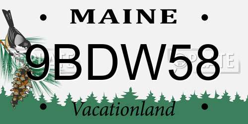 9BDW58 Maine License Plate