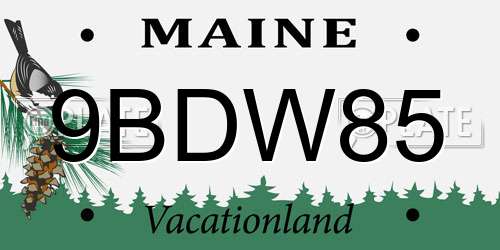 9BDW85 Maine License Plate