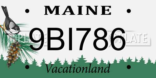 9BI786 Maine License Plate