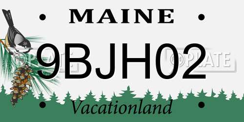 9BJH02 Maine License Plate