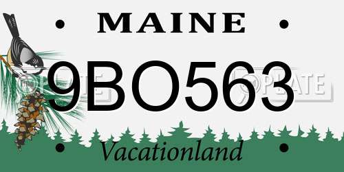 9BO563 Maine License Plate