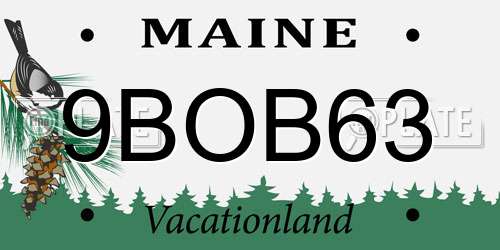 9BOB63 Maine License Plate
