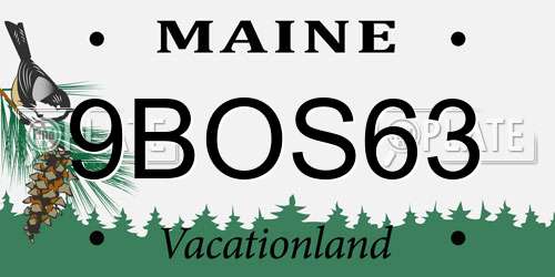 9BOS63 Maine License Plate