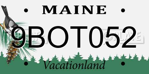 9BOT052 Maine License Plate