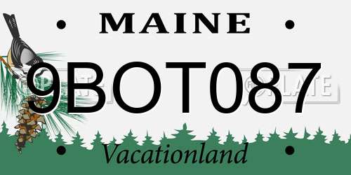 9BOT087 Maine License Plate