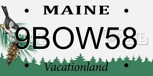 9BOW58 Maine License Plate