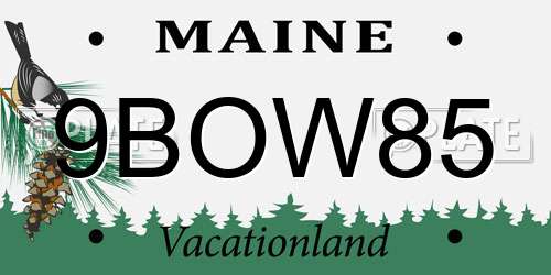 9BOW85 Maine License Plate