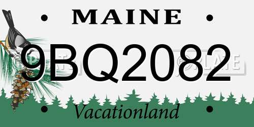 9BQ2082 Maine License Plate